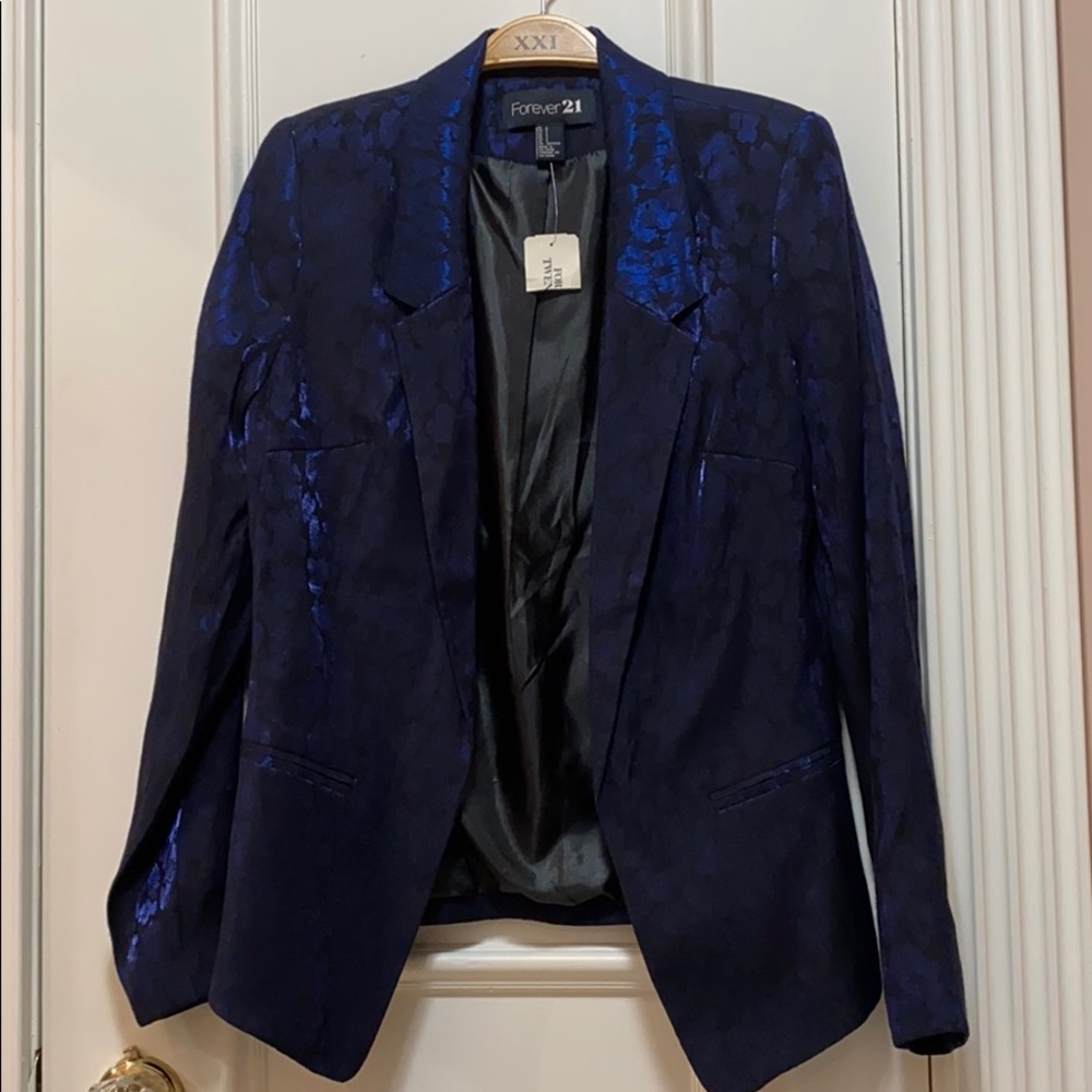 NWT blue leopard blazer